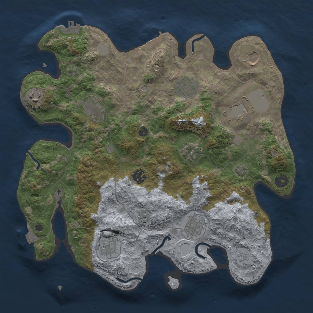 Rust Map: Procedural Map, Size: 3500, Seed: 73108, 18 Monuments