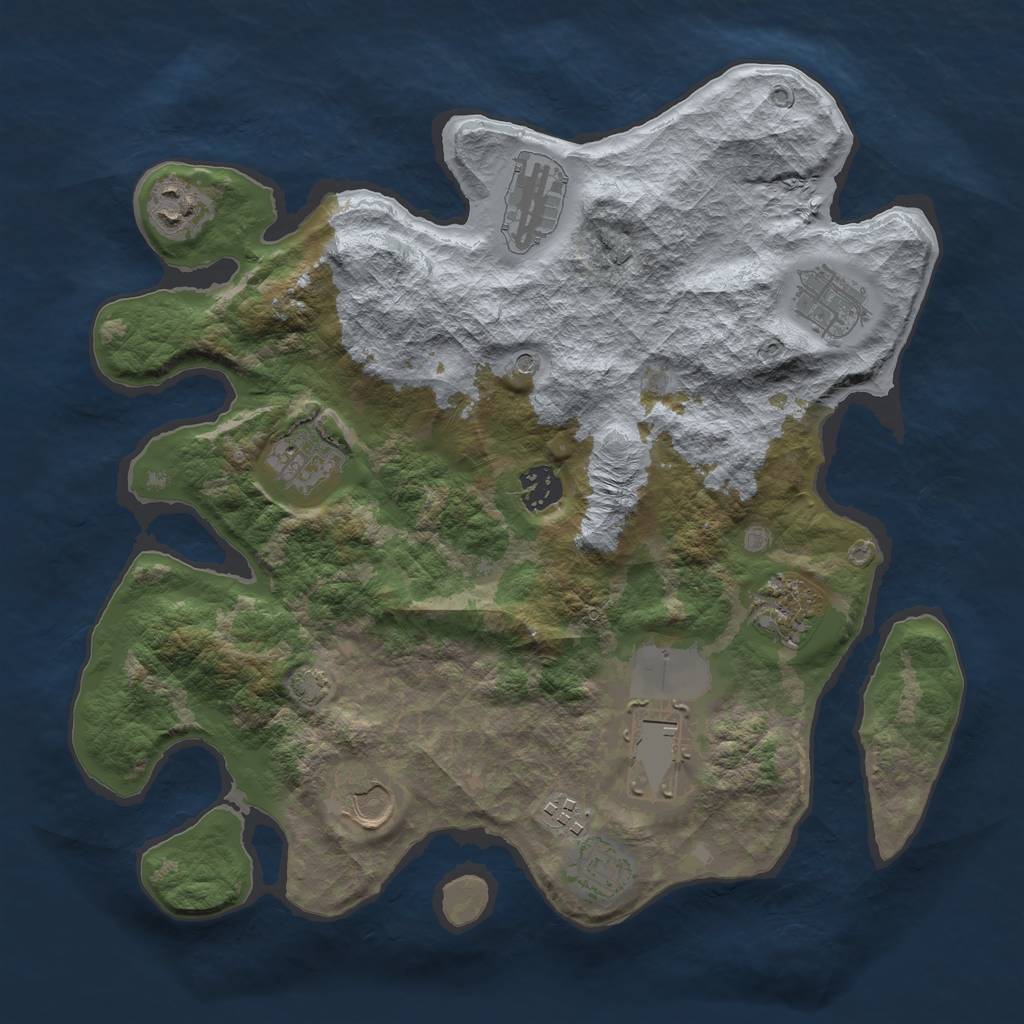 Rust Map: Barren, Size: 3500, Seed: 214063901, 14 Monuments
