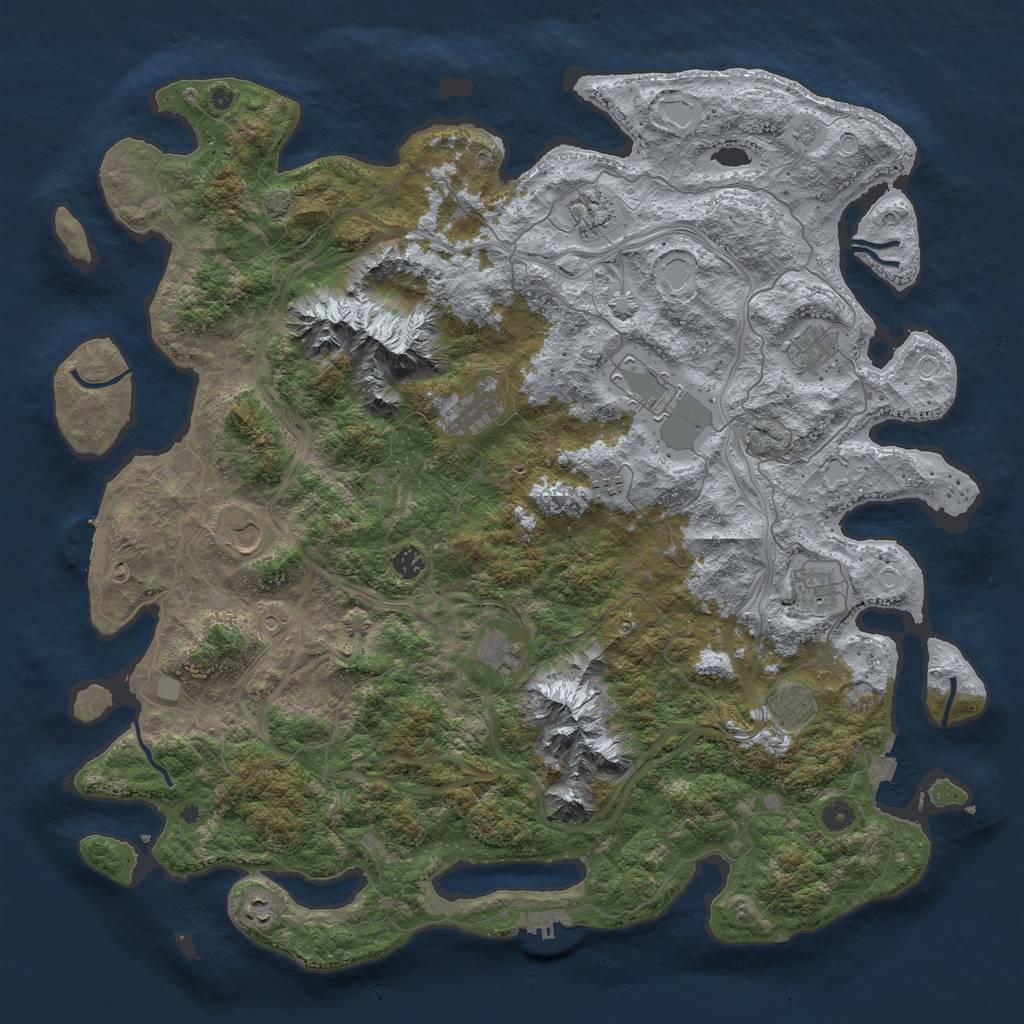 Rust Map: Procedural Map, Size: 5000, Seed: 818172388, 19 Monuments