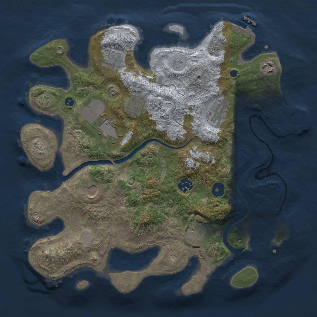 Rust Map: Procedural Map, Size: 3500, Seed: 2084772678, 15 Monuments