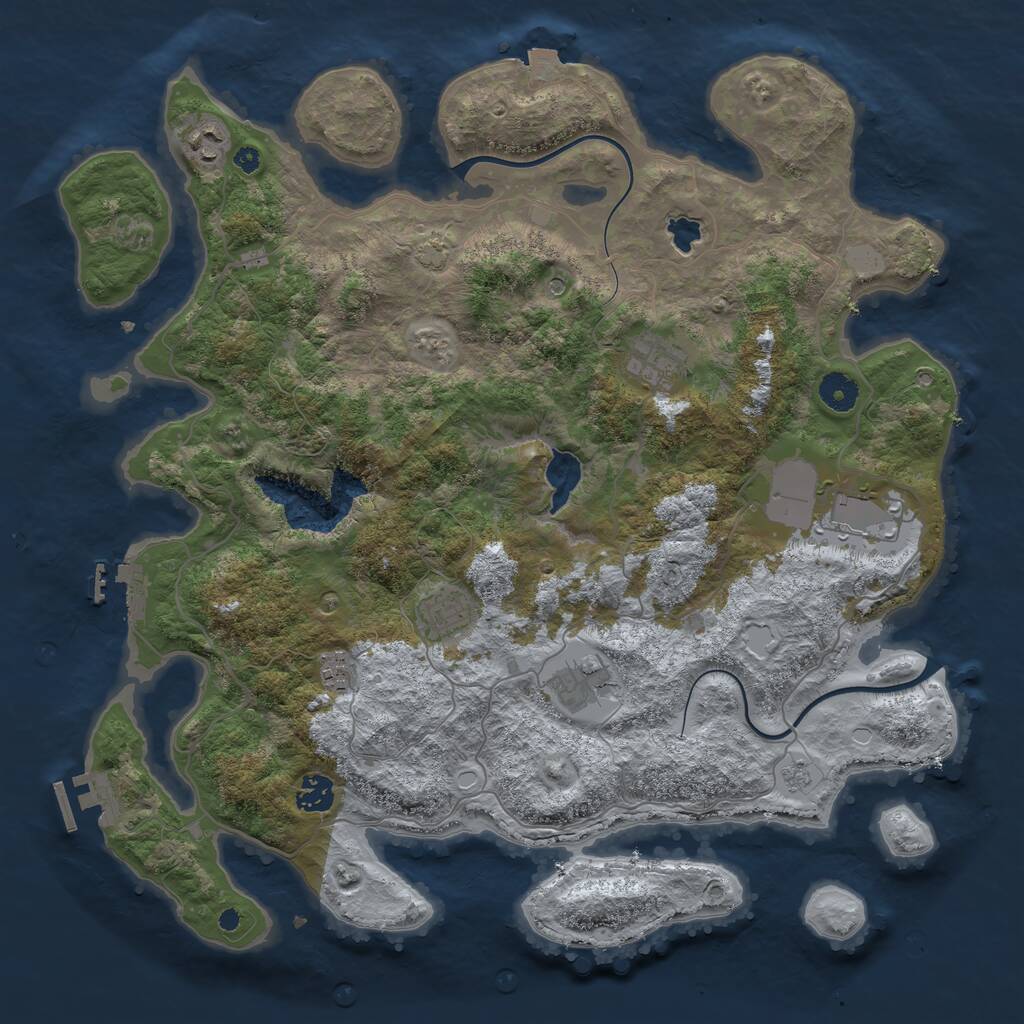 Rust Map: Procedural Map, Size: 4000, Seed: 528773, 13 Monuments