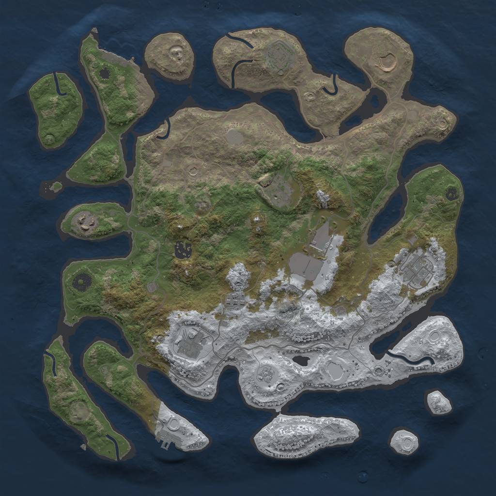 Rust Map: Procedural Map, Size: 4000, Seed: 528773, 18 Monuments