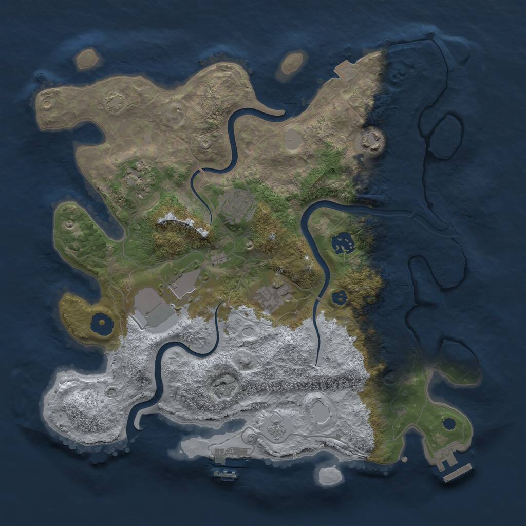 Rust Map: Procedural Map, Size: 3500, Seed: 1975071732, 11 Monuments