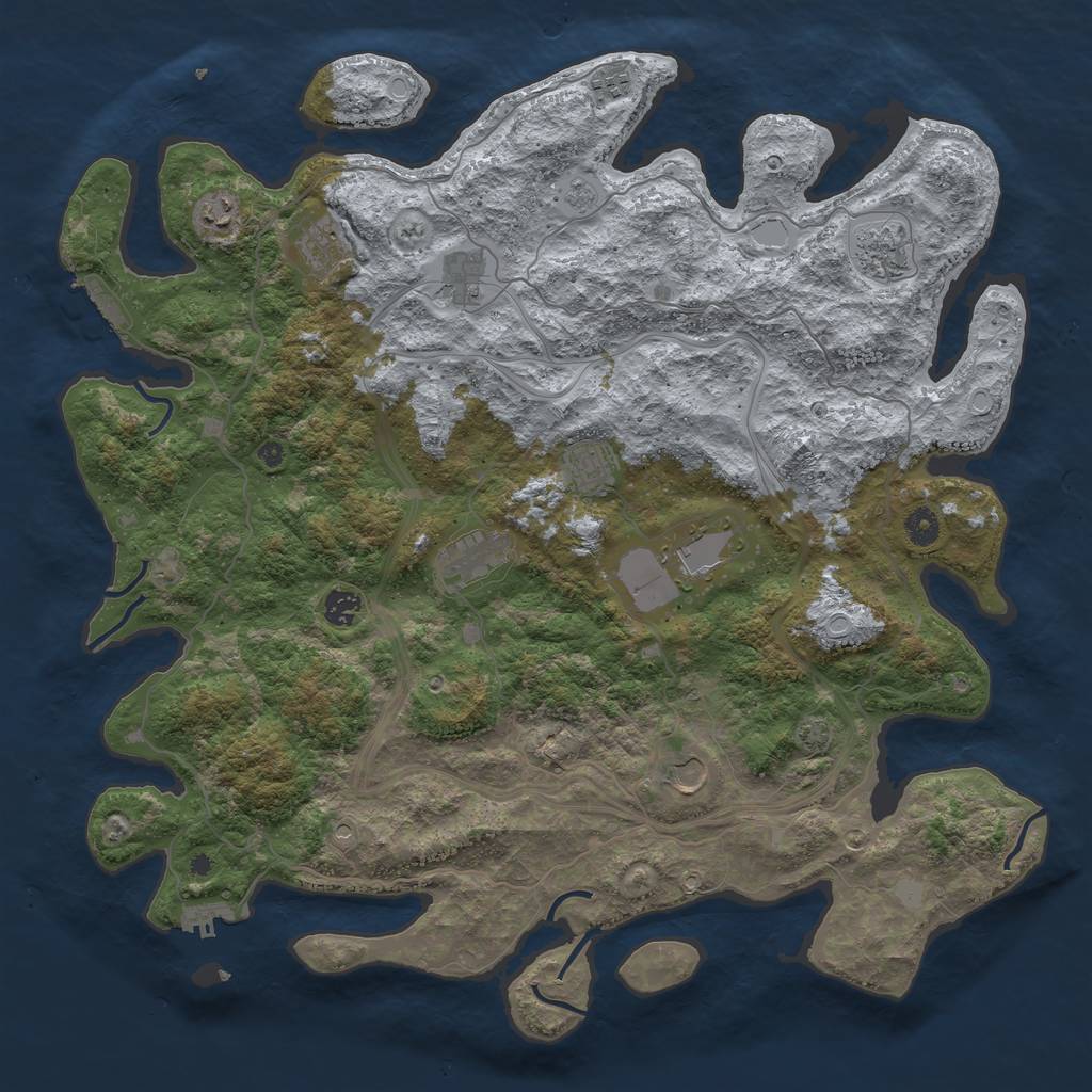 Rust Map: Procedural Map, Size: 4500, Seed: 1386260948, 18 Monuments