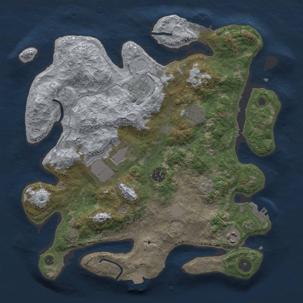 Rust Map: Procedural Map, Size: 3500, Seed: 1851445591, 14 Monuments