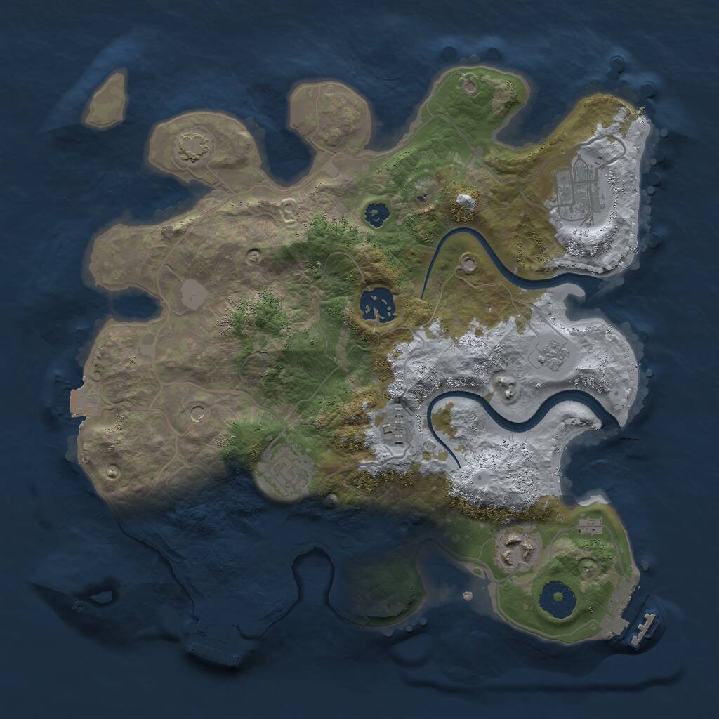 Rust Map: Procedural Map, Size: 3000, Seed: 702093781, 11 Monuments