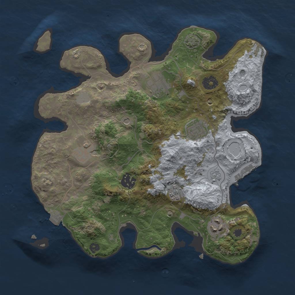 Rust Map: Procedural Map, Size: 3000, Seed: 702093781, 13 Monuments