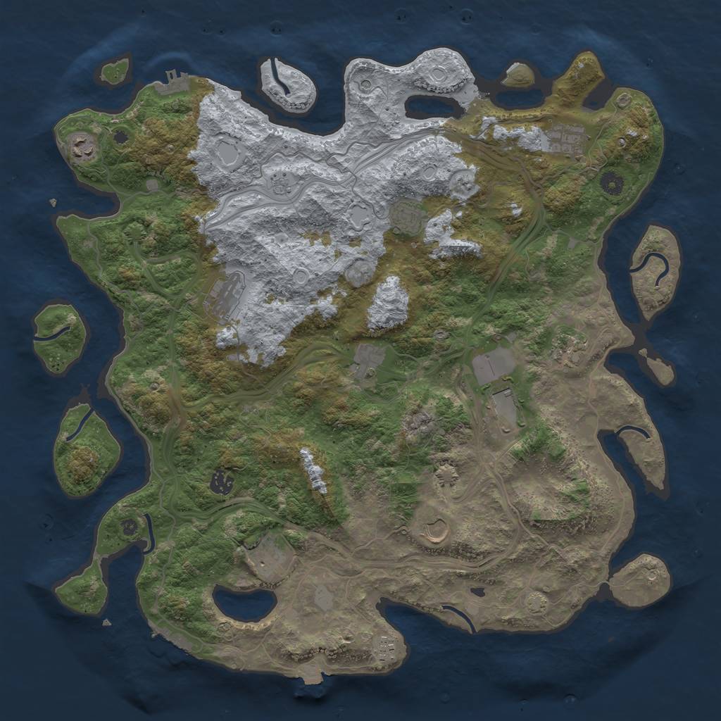 Rust Map: Procedural Map, Size: 4500, Seed: 2058991230, 19 Monuments
