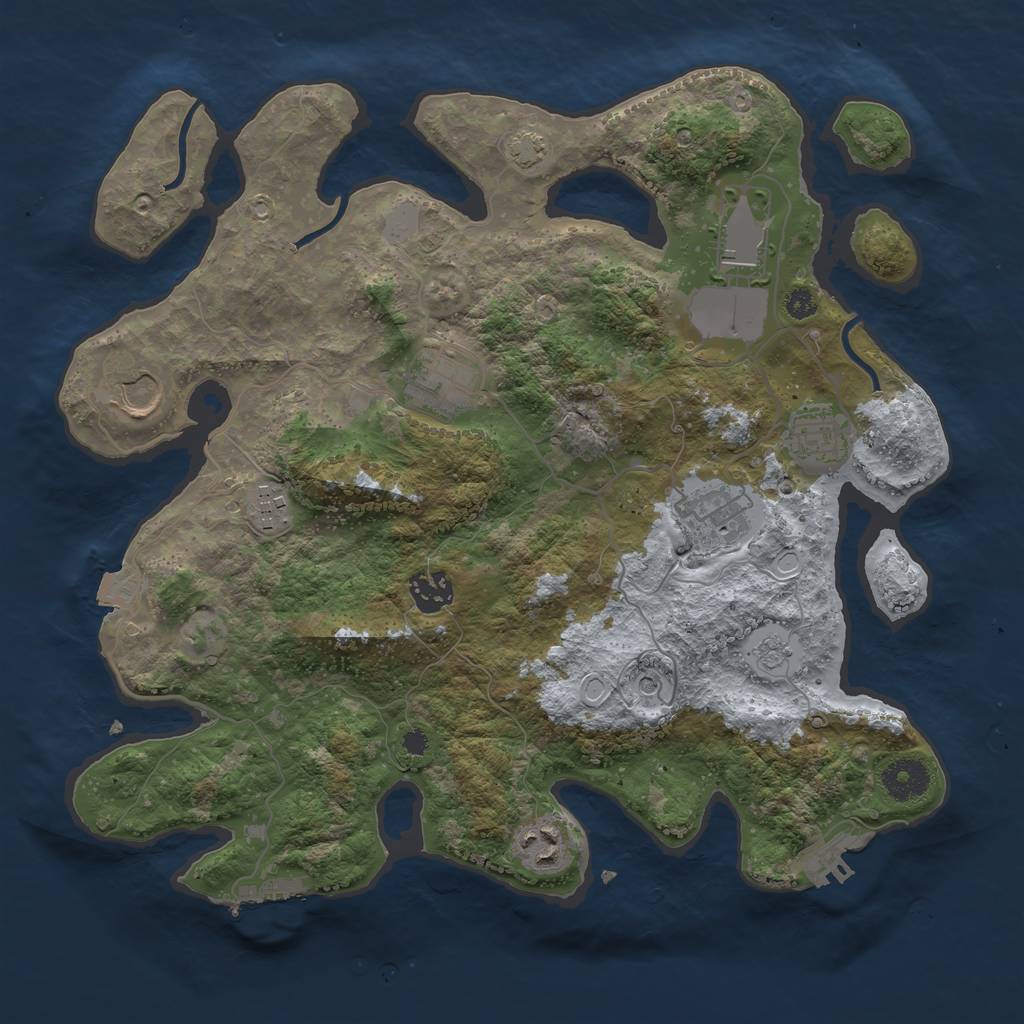 Rust Map: Procedural Map, Size: 3500, Seed: 2075909264, 16 Monuments