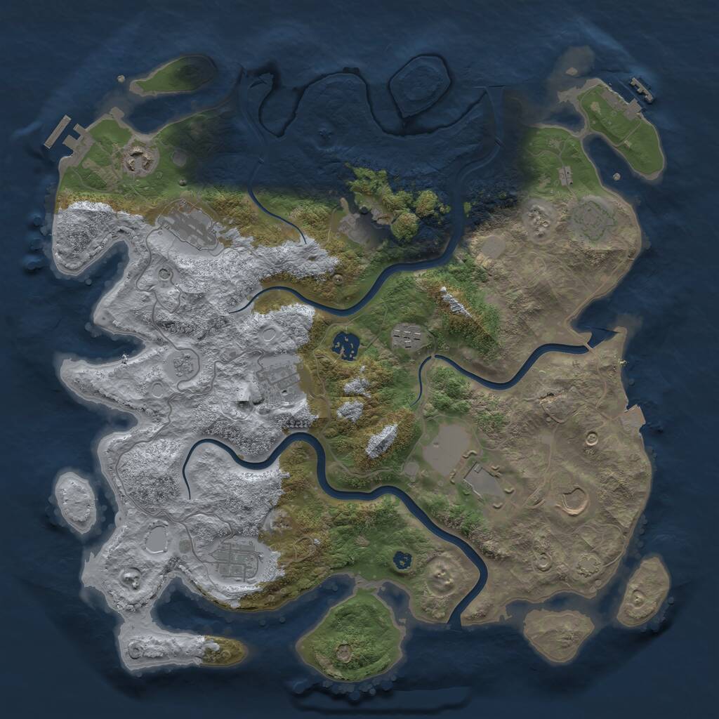 Rust Map: Procedural Map, Size: 3900, Seed: 83075038, 16 Monuments
