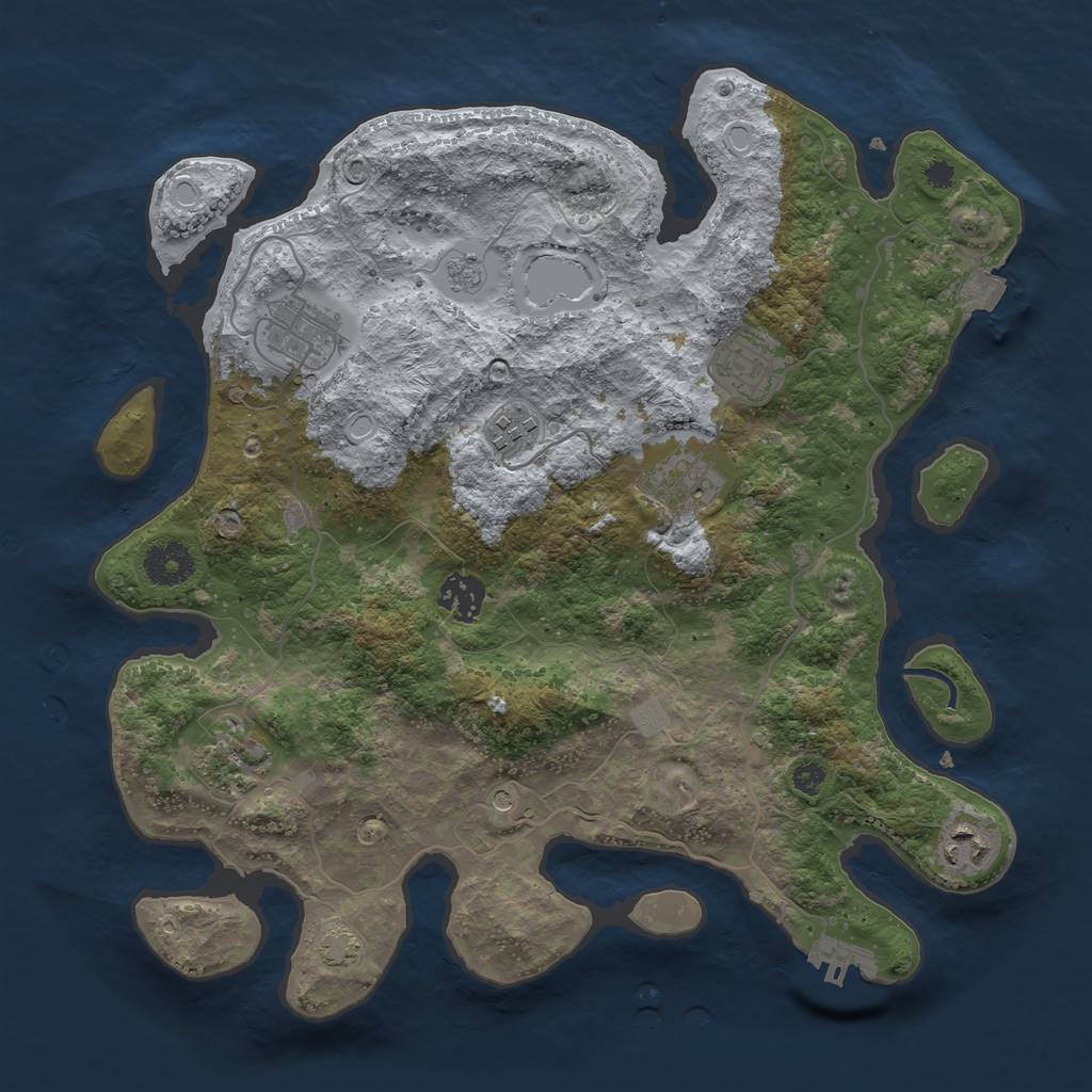 Rust Map: Procedural Map, Size: 3450, Seed: 92444255, 14 Monuments