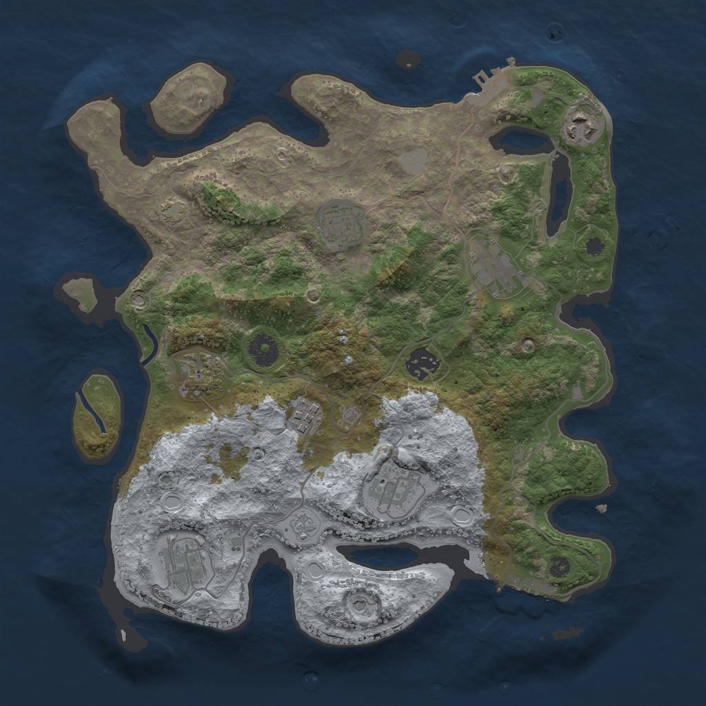 Rust Map: Procedural Map, Size: 3400, Seed: 45496524, 16 Monuments