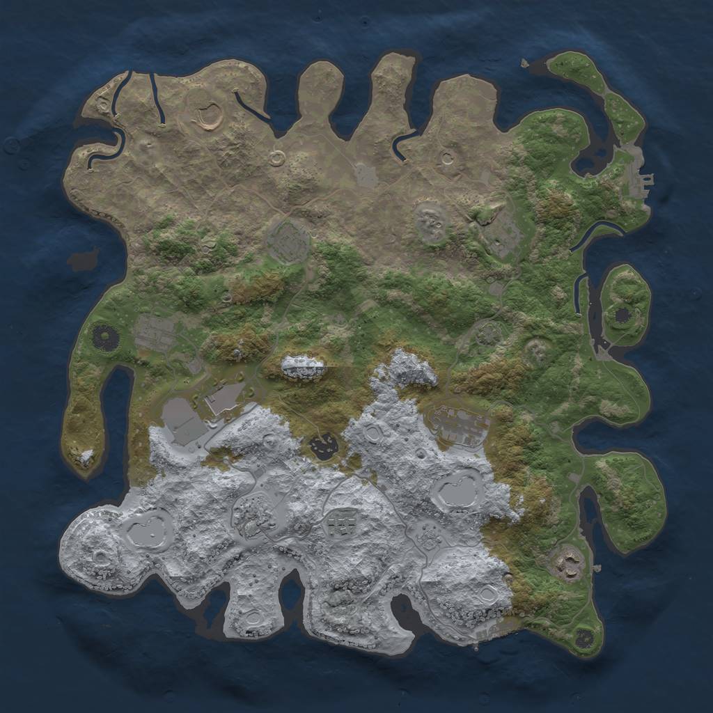 Rust Map: Procedural Map, Size: 3950, Seed: 28605807, 18 Monuments