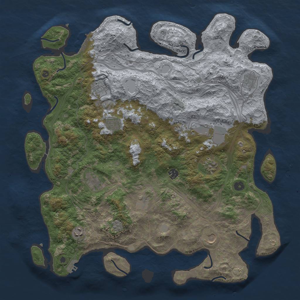 Rust Map: Procedural Map, Size: 4500, Seed: 514020791, 19 Monuments