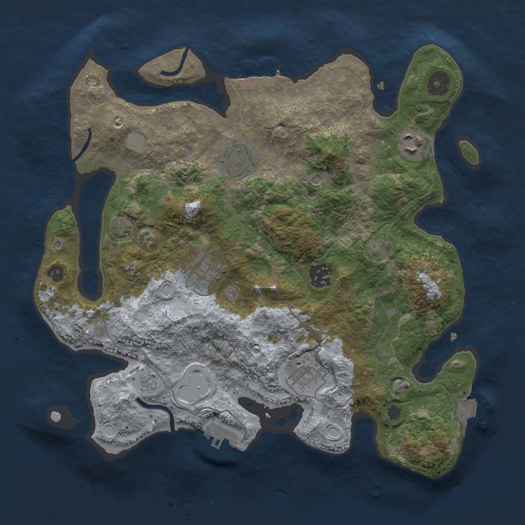 Rust Map: Procedural Map, Size: 3300, Seed: 708191773, 13 Monuments