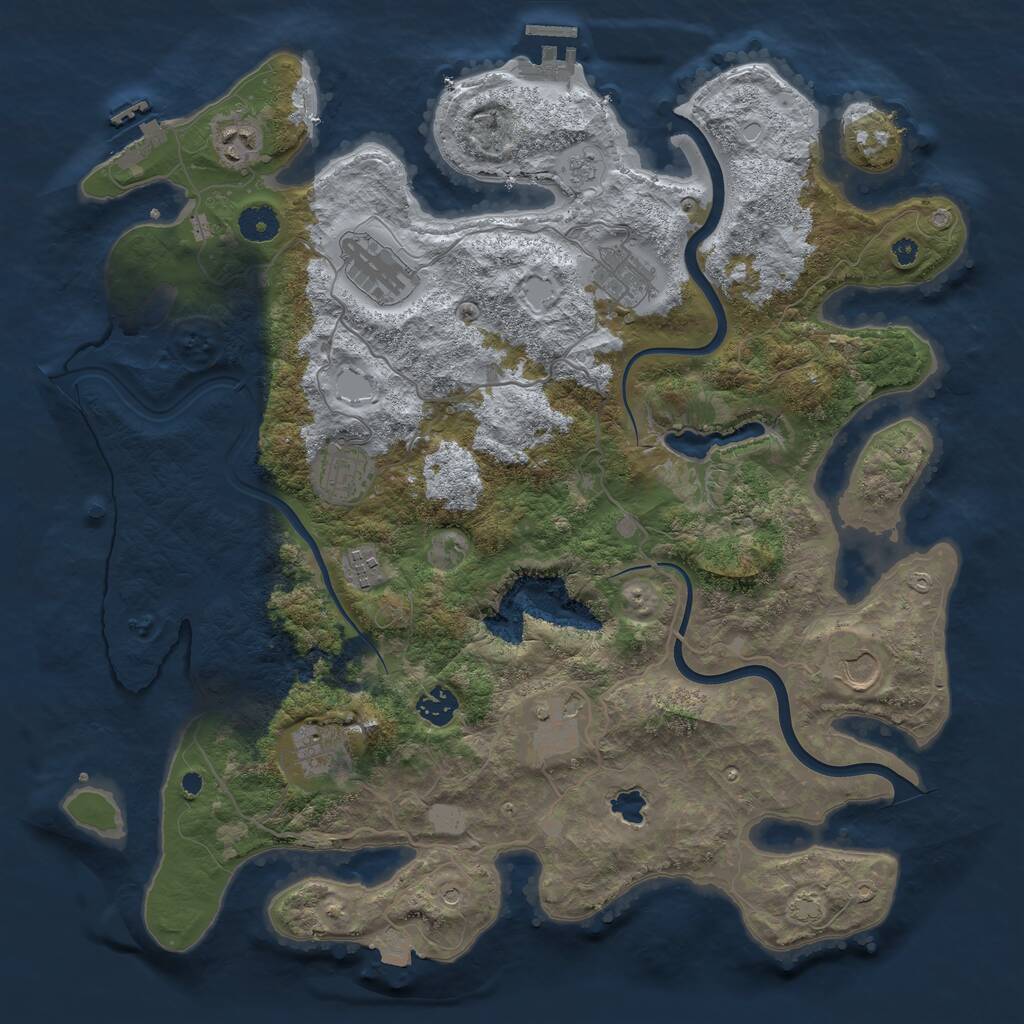 Rust Map: Procedural Map, Size: 4000, Seed: 97501233, 15 Monuments