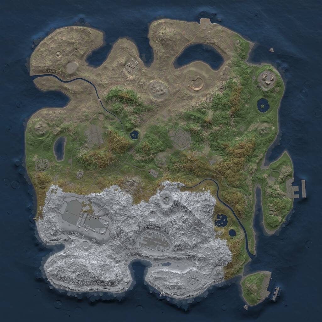Rust Map: Procedural Map, Size: 3650, Seed: 1934051, 14 Monuments