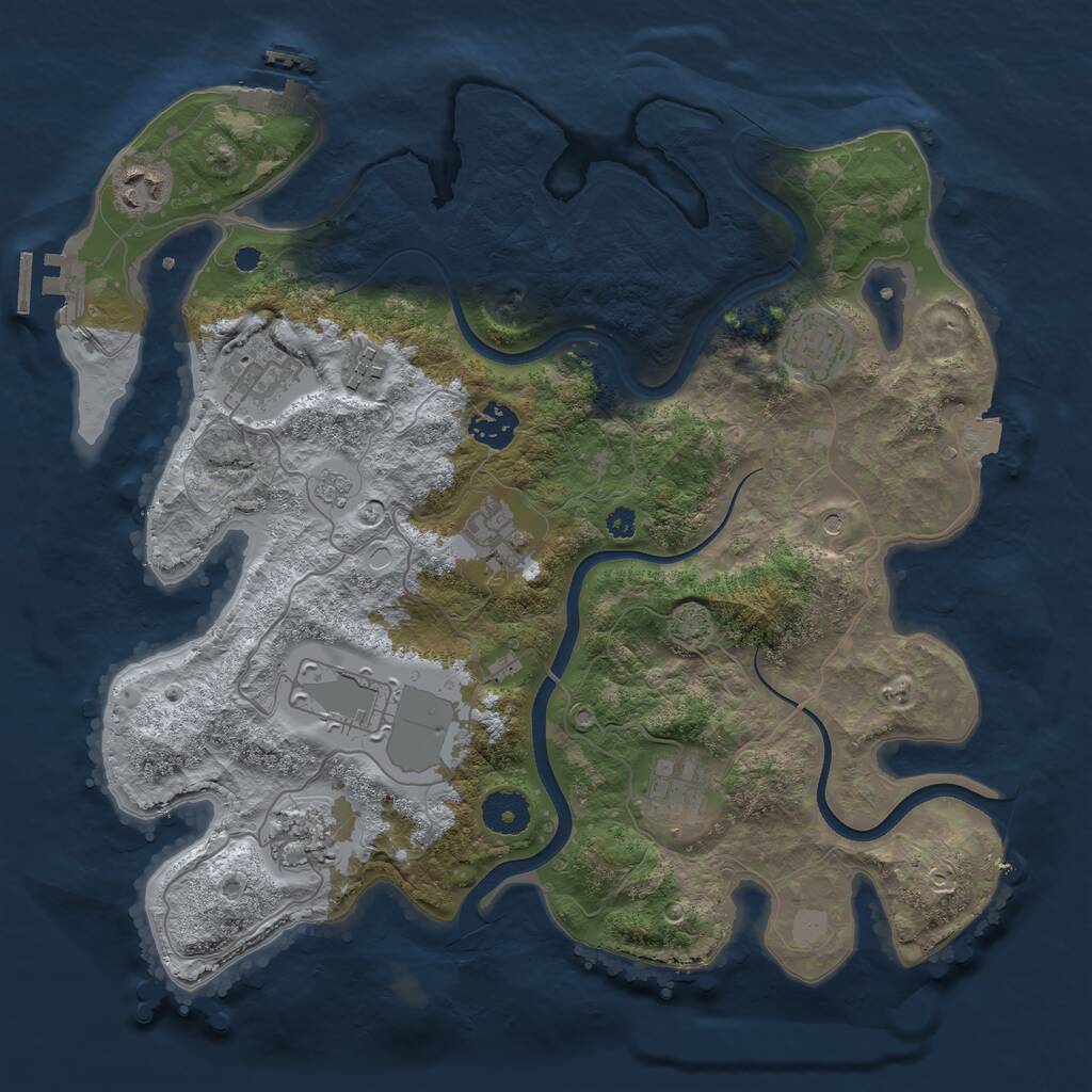 Rust Map: Procedural Map, Size: 3550, Seed: 37325646, 15 Monuments