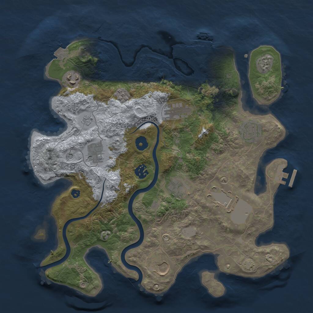 Rust Map: Procedural Map, Size: 3500, Seed: 523691, 15 Monuments