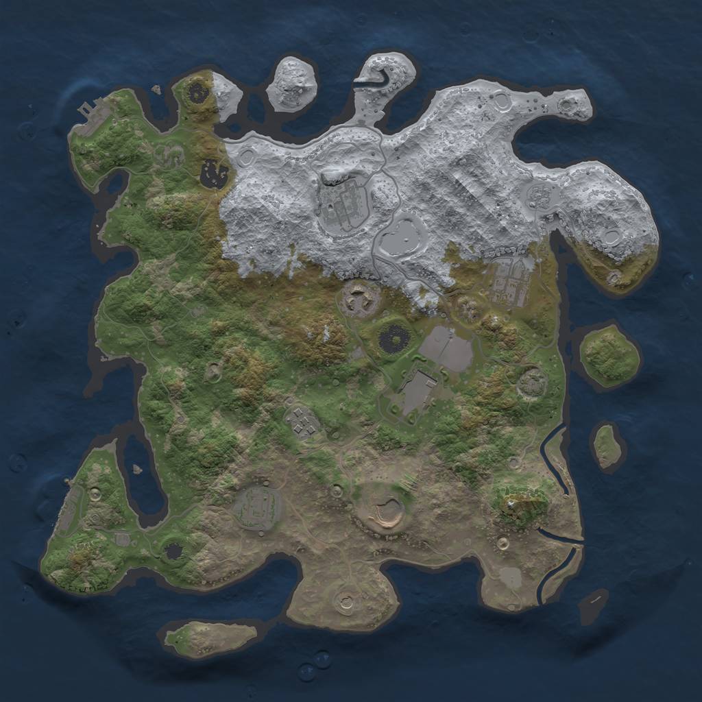 Rust Map: Procedural Map, Size: 3600, Seed: 93309331, 16 Monuments
