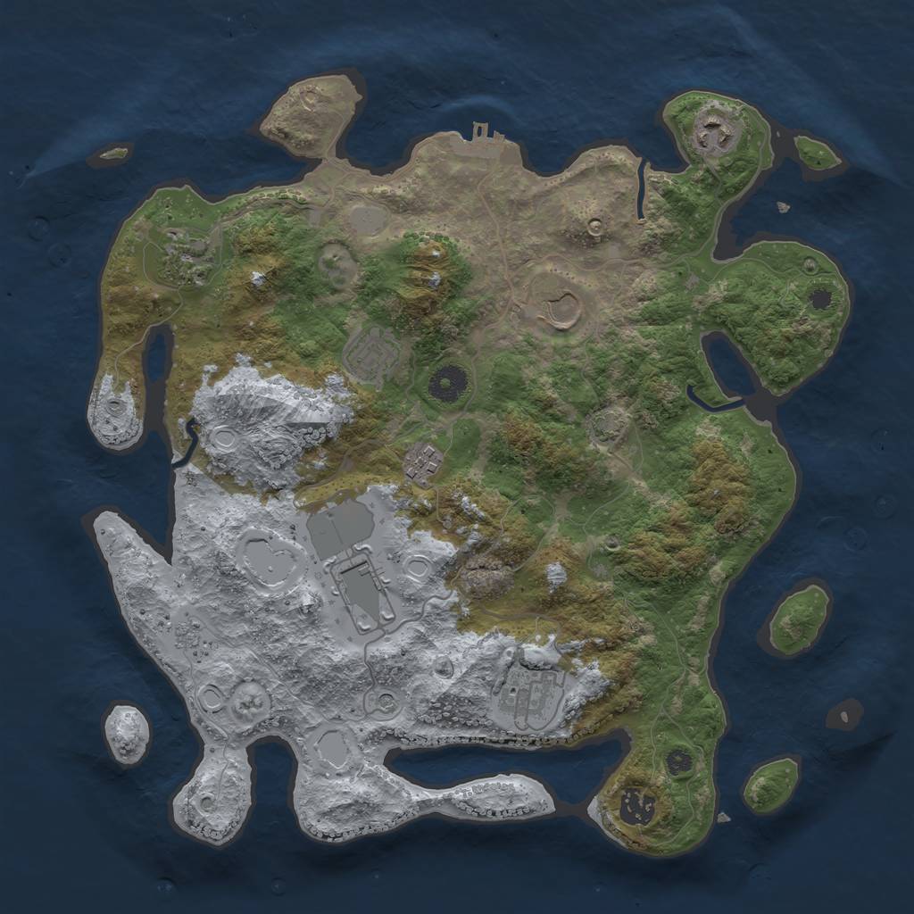 Rust Map: Procedural Map, Size: 3700, Seed: 15190562, 15 Monuments