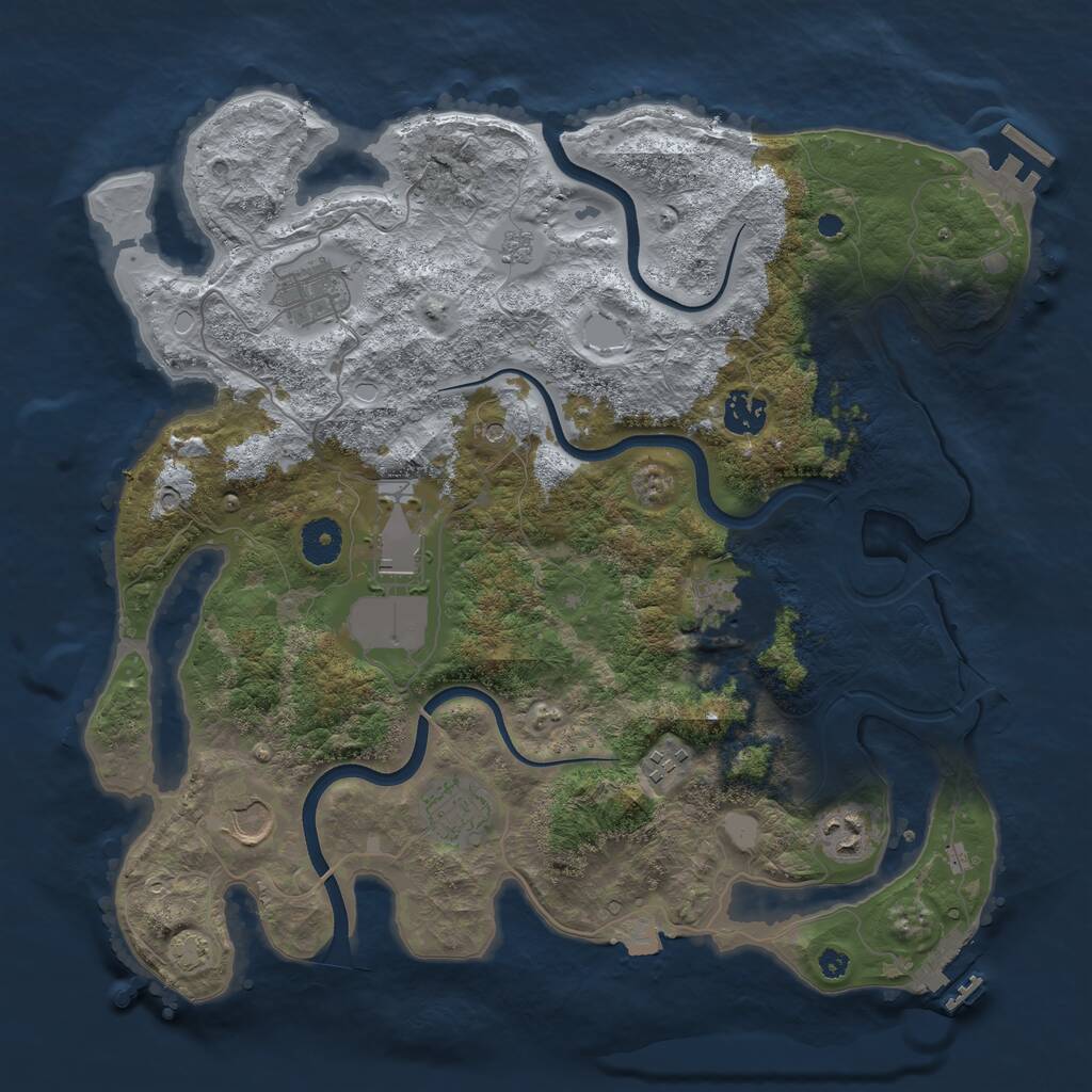 Rust Map: Procedural Map, Size: 3700, Seed: 73547820, 14 Monuments