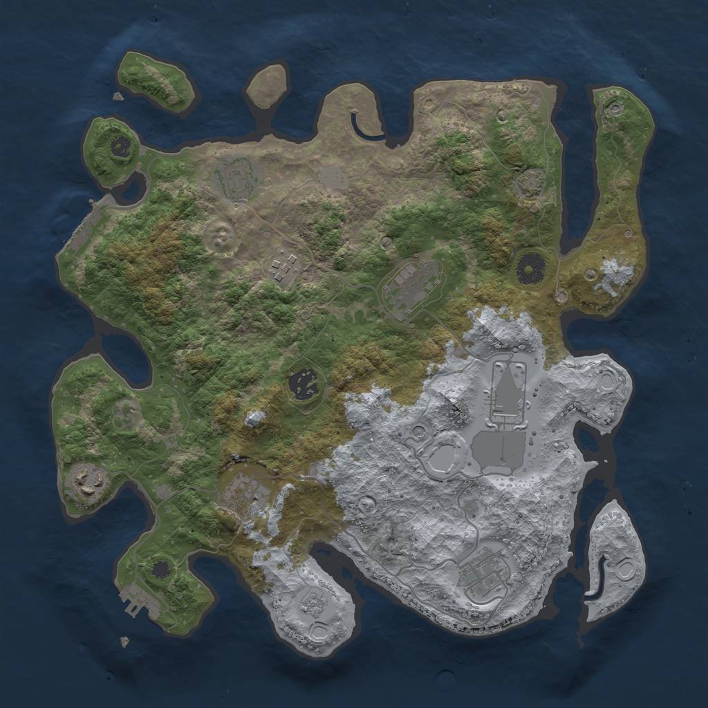 Rust Map: Procedural Map, Size: 3500, Seed: 1443082875, 16 Monuments