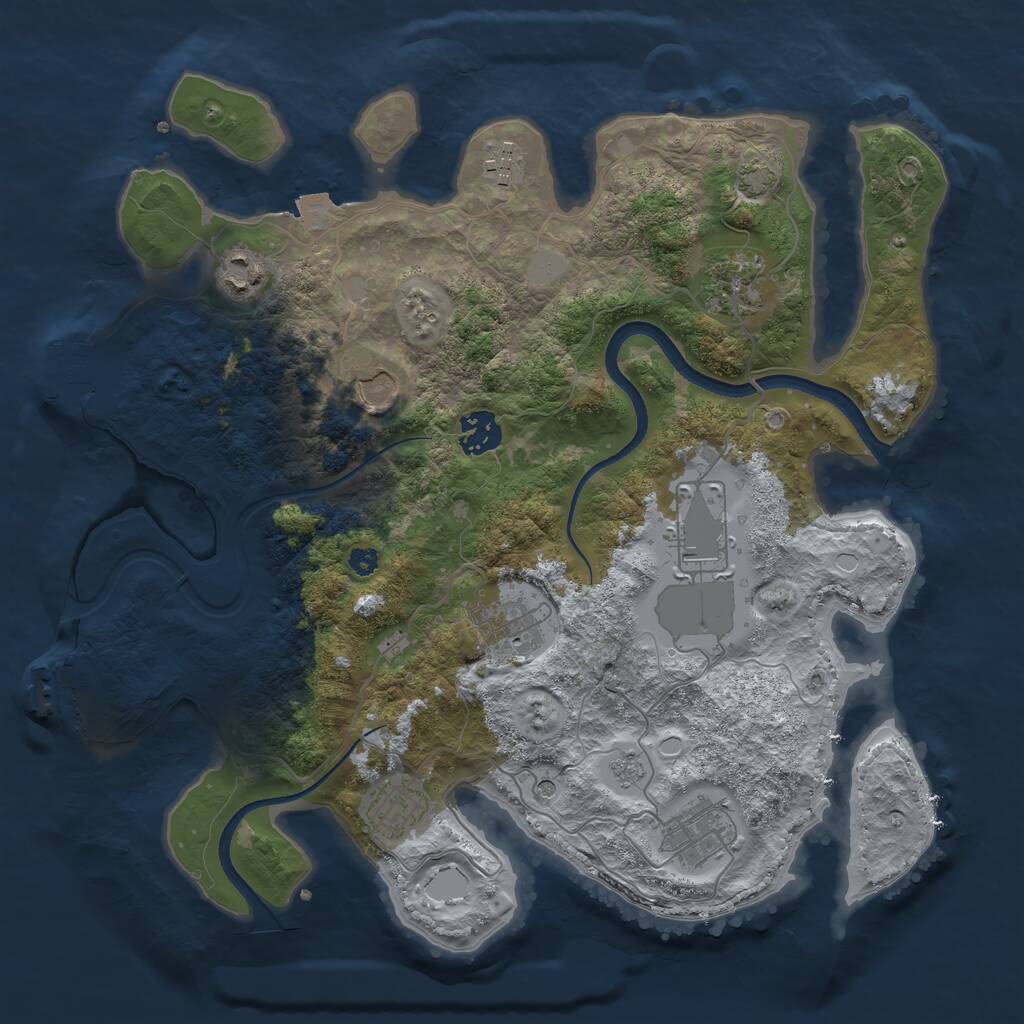 Rust Map: Procedural Map, Size: 3500, Seed: 1443082875, 15 Monuments