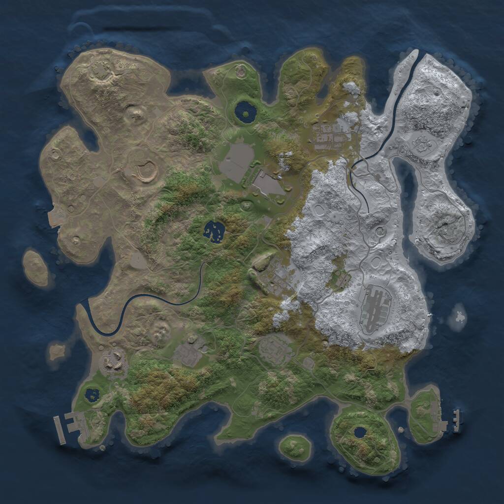Rust Map: Procedural Map, Size: 3500, Seed: 31659642, 15 Monuments