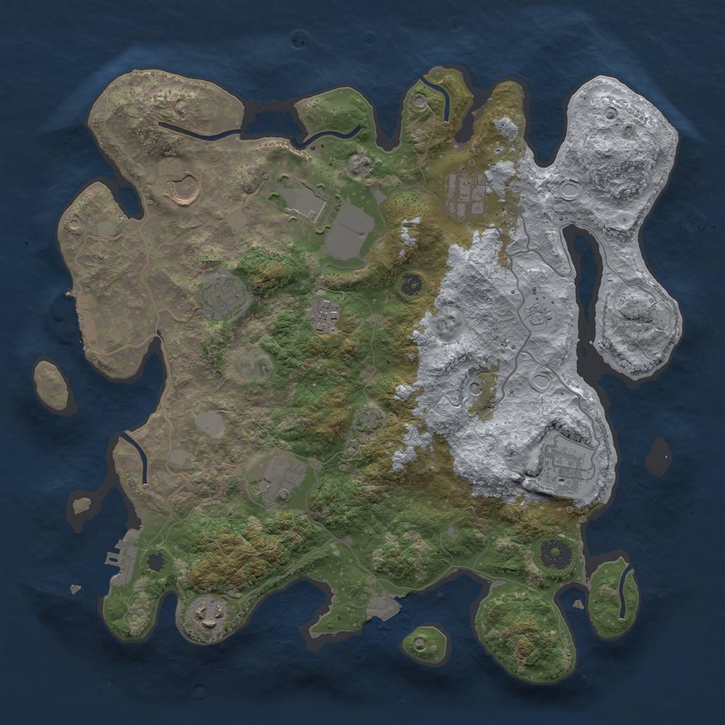 Rust Map: Procedural Map, Size: 3500, Seed: 31659642, 16 Monuments