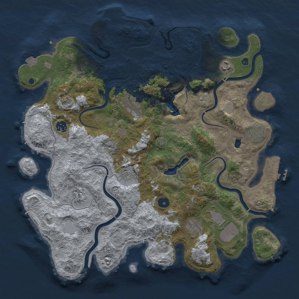 Rust Map: Procedural Map, Size: 4100, Seed: 55582312, 15 Monuments