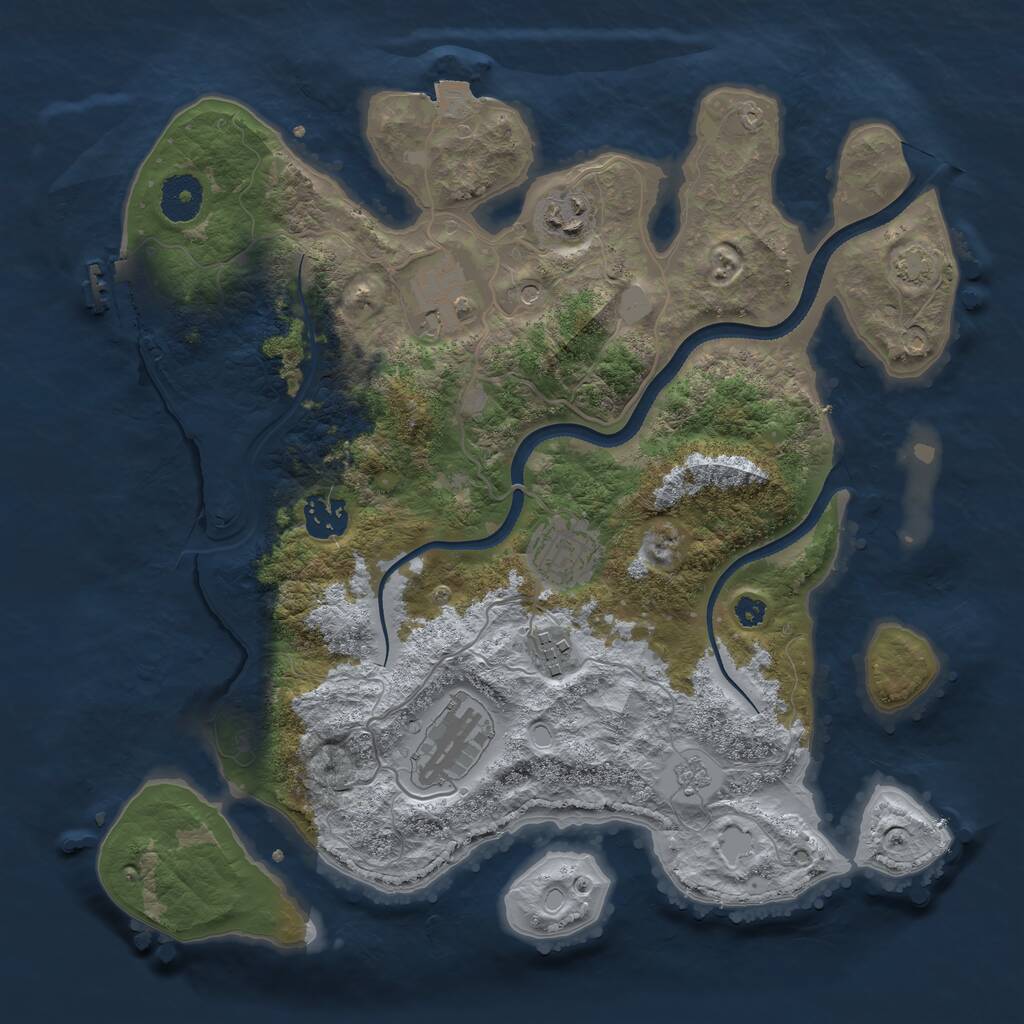 Rust Map: Procedural Map, Size: 3400, Seed: 83757139, 11 Monuments