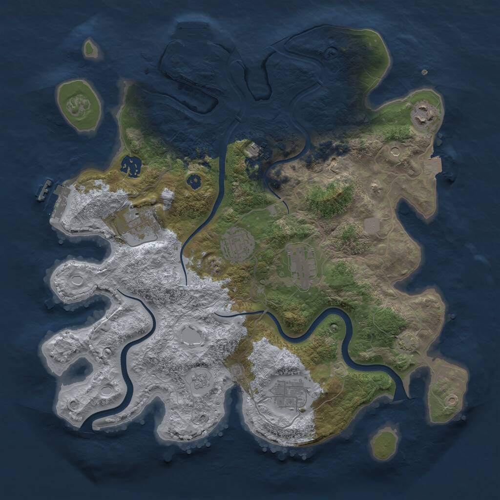 Rust Map: Procedural Map, Size: 3500, Seed: 1917805897, 13 Monuments
