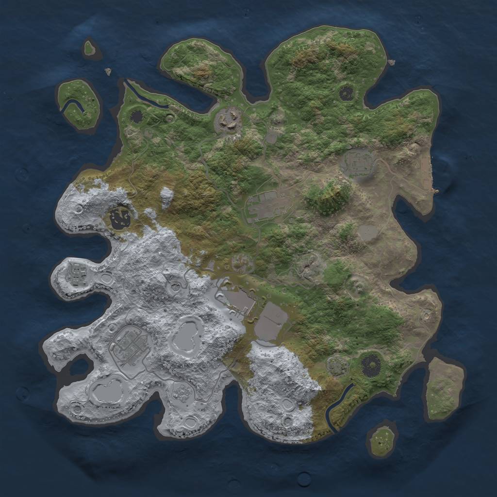 Rust Map: Procedural Map, Size: 3500, Seed: 1917805897, 14 Monuments