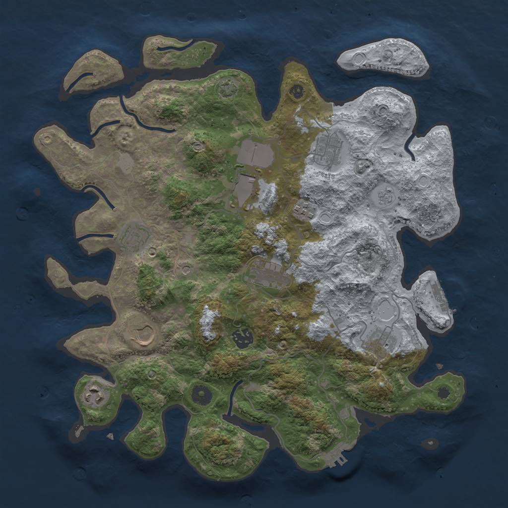 Rust Map: Procedural Map, Size: 3750, Seed: 79694745, 17 Monuments