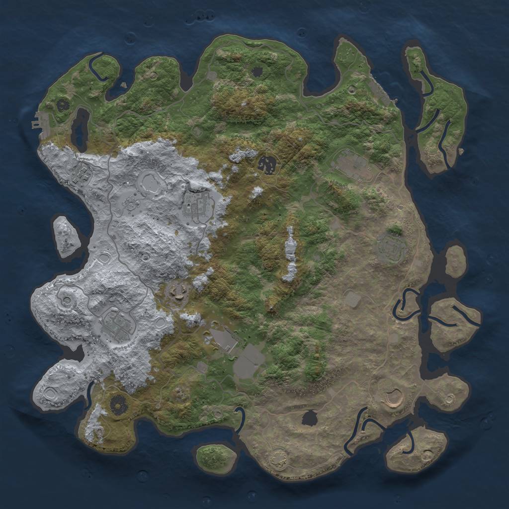 Rust Map: Procedural Map, Size: 4000, Seed: 84589492, 17 Monuments
