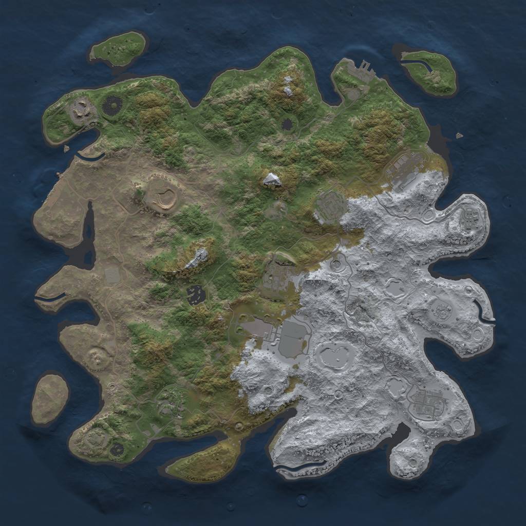 Rust Map: Procedural Map, Size: 3950, Seed: 39327839, 18 Monuments