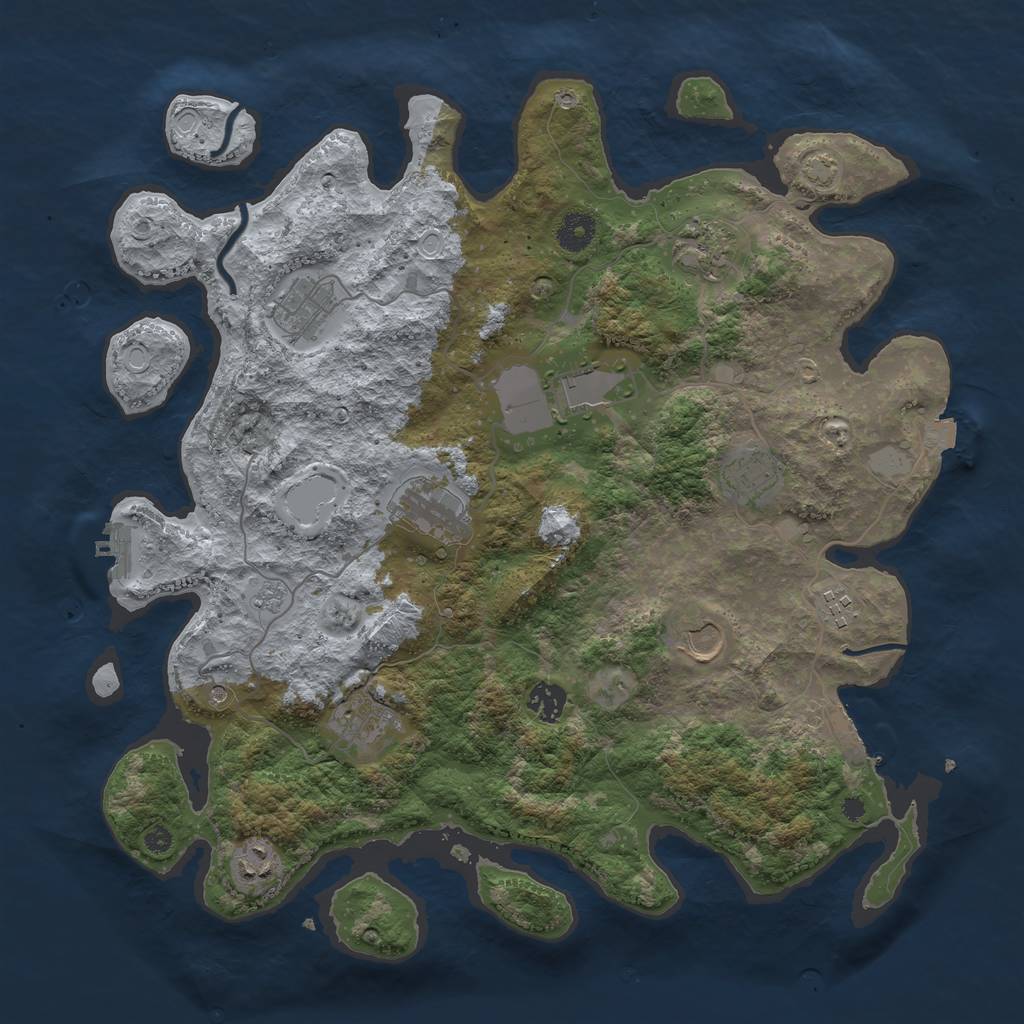 Rust Map: Procedural Map, Size: 3950, Seed: 77966205, 18 Monuments