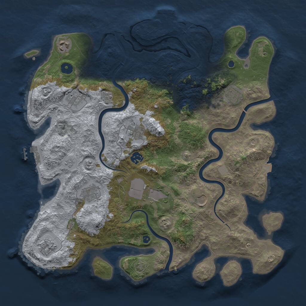 Rust Map: Procedural Map, Size: 3950, Seed: 30748663, 16 Monuments