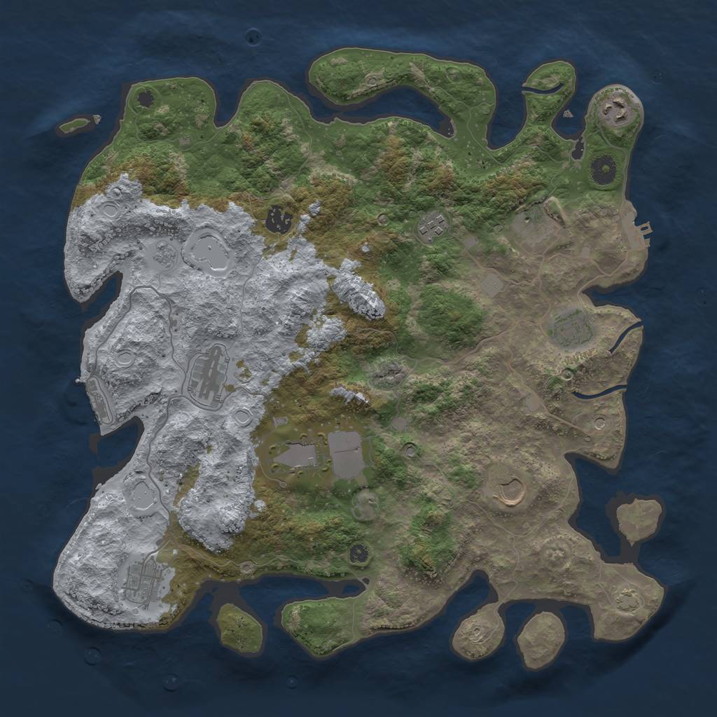 Rust Map: Procedural Map, Size: 3950, Seed: 30748663, 17 Monuments