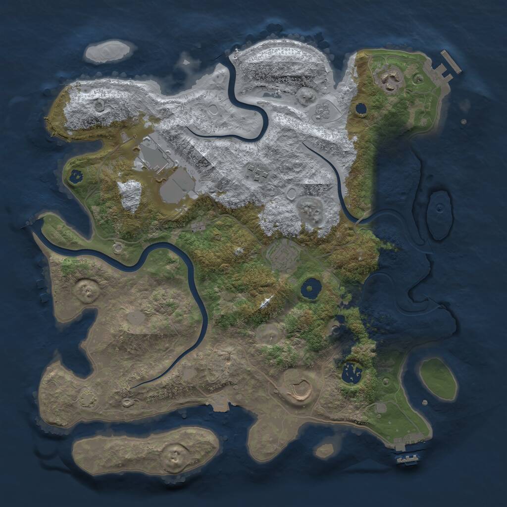 Rust Map: Procedural Map, Size: 3700, Seed: 891841, 12 Monuments