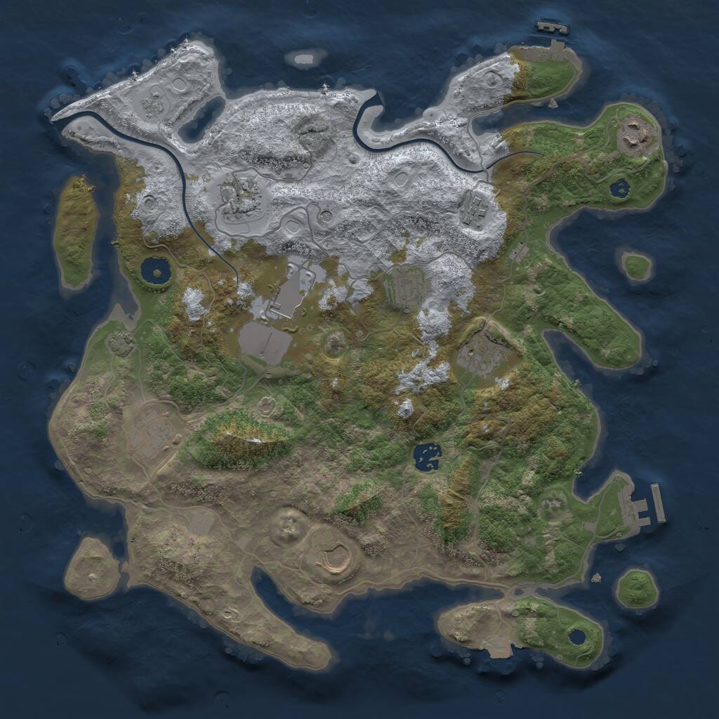 Rust Map: Procedural Map, Size: 3700, Seed: 2033966559, 15 Monuments