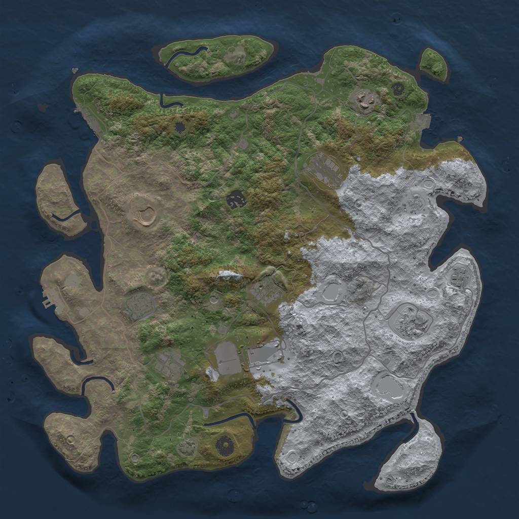 Rust Map: Procedural Map, Size: 4100, Seed: 7025957, 18 Monuments