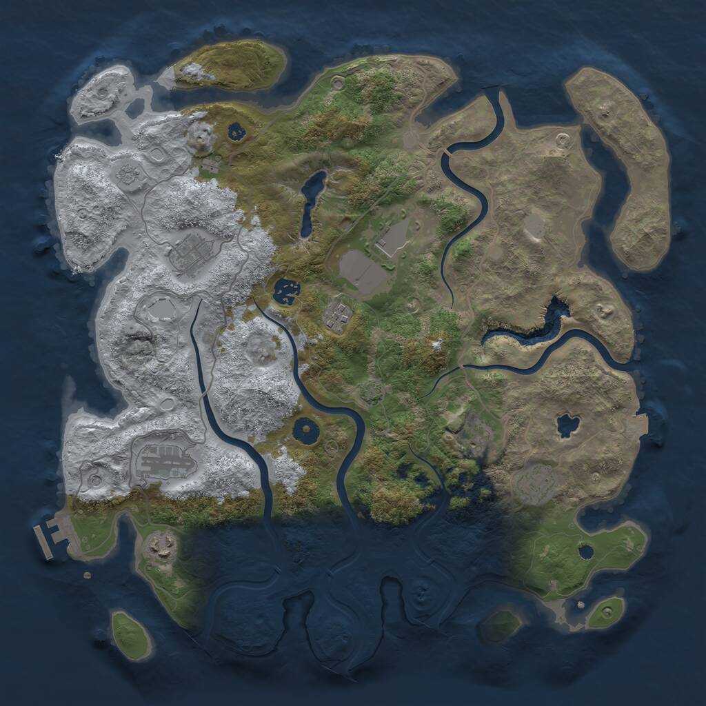Rust Map: Procedural Map, Size: 4000, Seed: 55206733, 13 Monuments