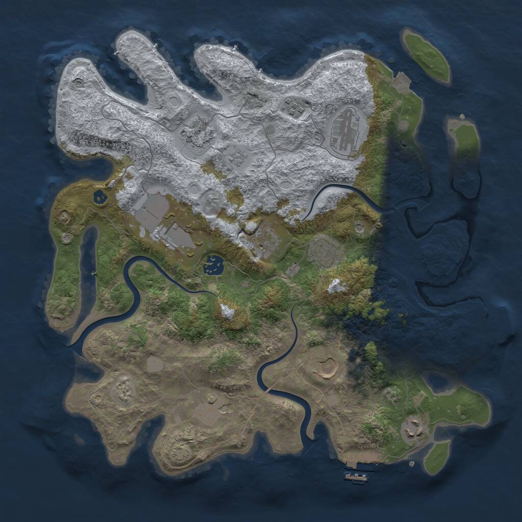 Rust Map: Procedural Map, Size: 3750, Seed: 8778166, 16 Monuments