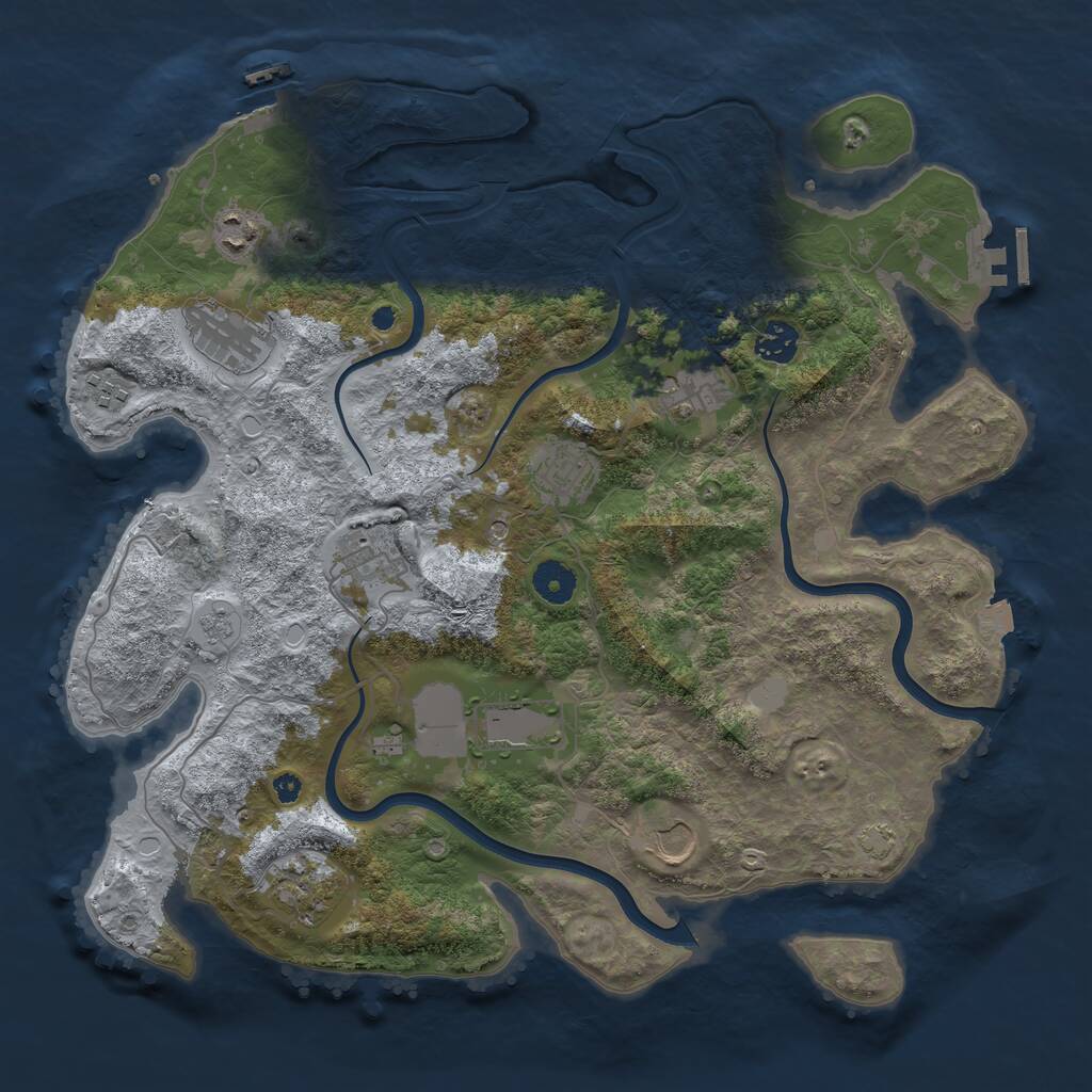 Rust Map: Procedural Map, Size: 3850, Seed: 49521712, 16 Monuments