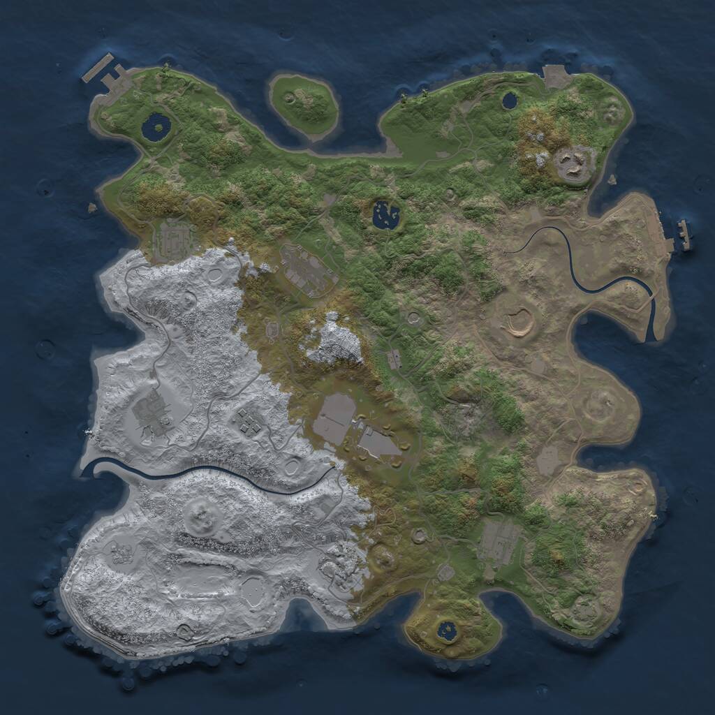 Rust Map: Procedural Map, Size: 3800, Seed: 12233208, 16 Monuments