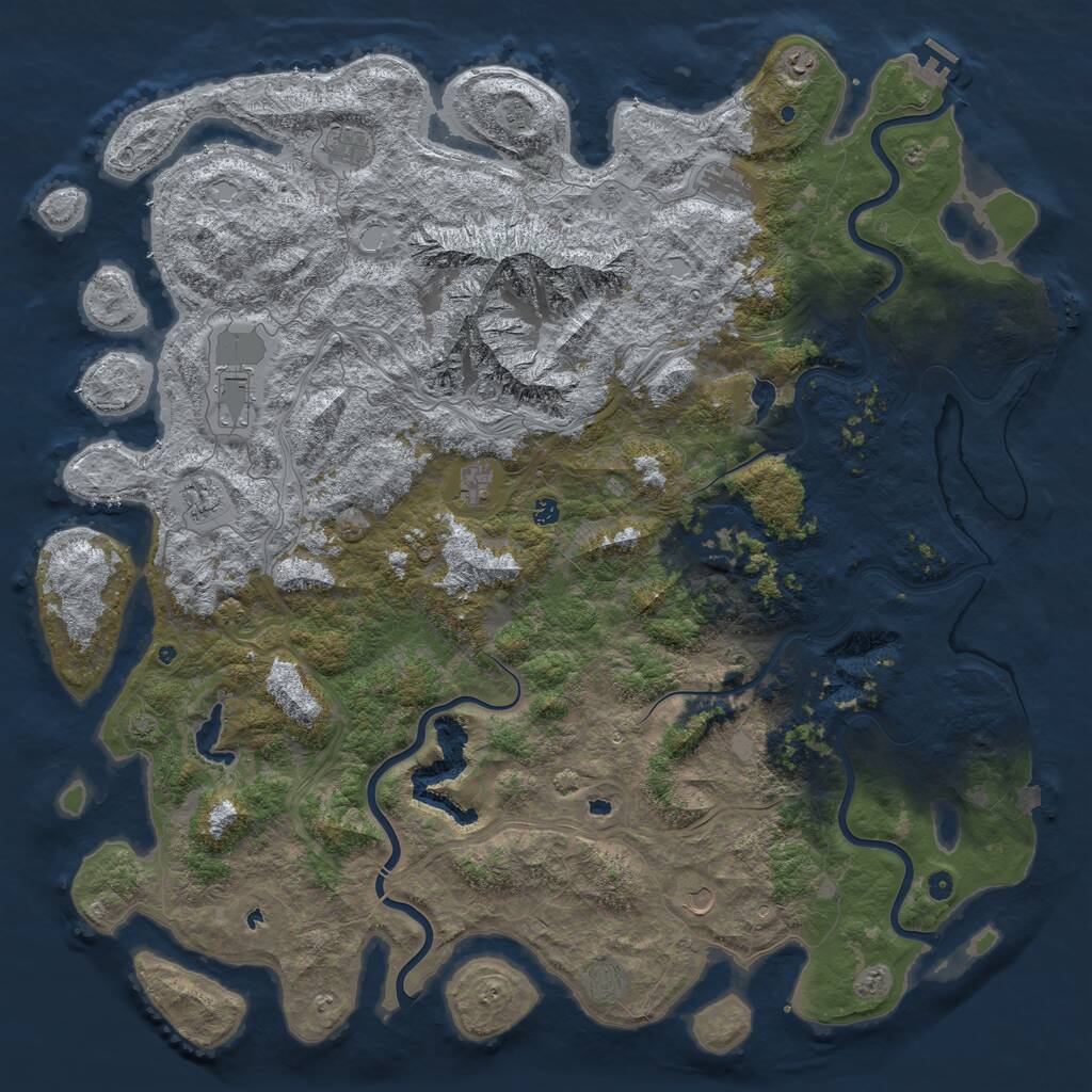 Rust Map: Procedural Map, Size: 6000, Seed: 738818319, 17 Monuments