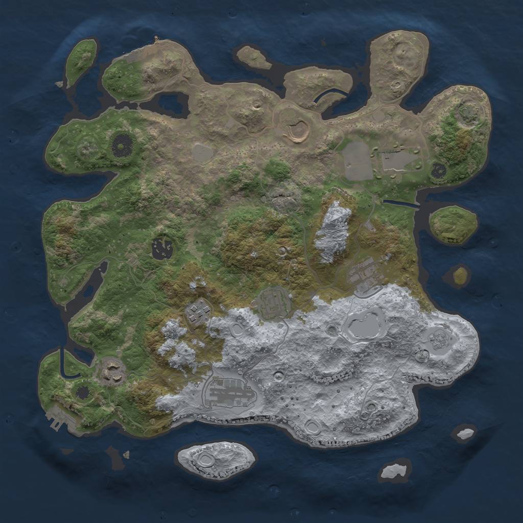 Rust Map: Procedural Map, Size: 3500, Seed: 2108718334, 15 Monuments