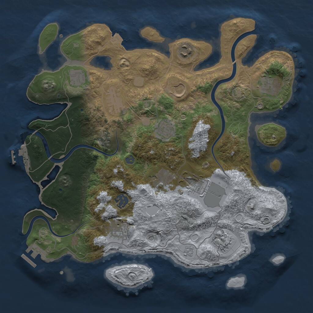 Rust Map: Procedural Map, Size: 3500, Seed: 2108718334, 19 Monuments